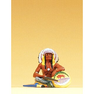 Preiser 54622 - Sammlerfigur "Indianer" Elastolin 1:25 "Häuptling sitzend, mit Bogen"