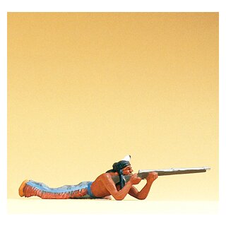 Preiser 54624 - Sammlerfigur "Indianer" Elastolin 1:25 "Indianer liegend, mit Gewehr"
