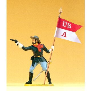 Preiser 54750 - Sammlerfigur "US-Regierungstruppen" Elastolin 1:25 "Soldat stehend, mit Fahne"