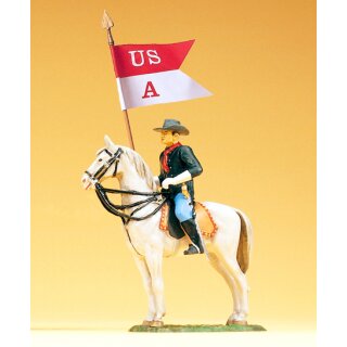 Preiser 54754 - Sammlerfigur "US-Regierungstruppen" Elastolin 1:25 "Soldat zu Pferd, mit Fahne"
